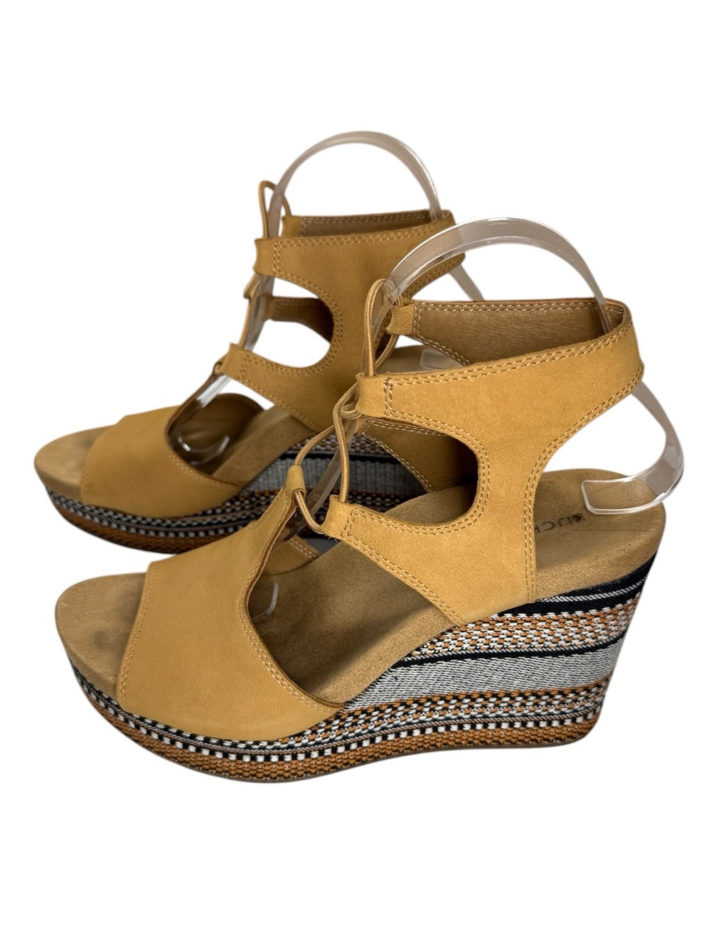 Lucky Brand Yejida 3 Leather Lace Up Platform Wedge Sandals Women's 7.5 - Picture 5 of 14